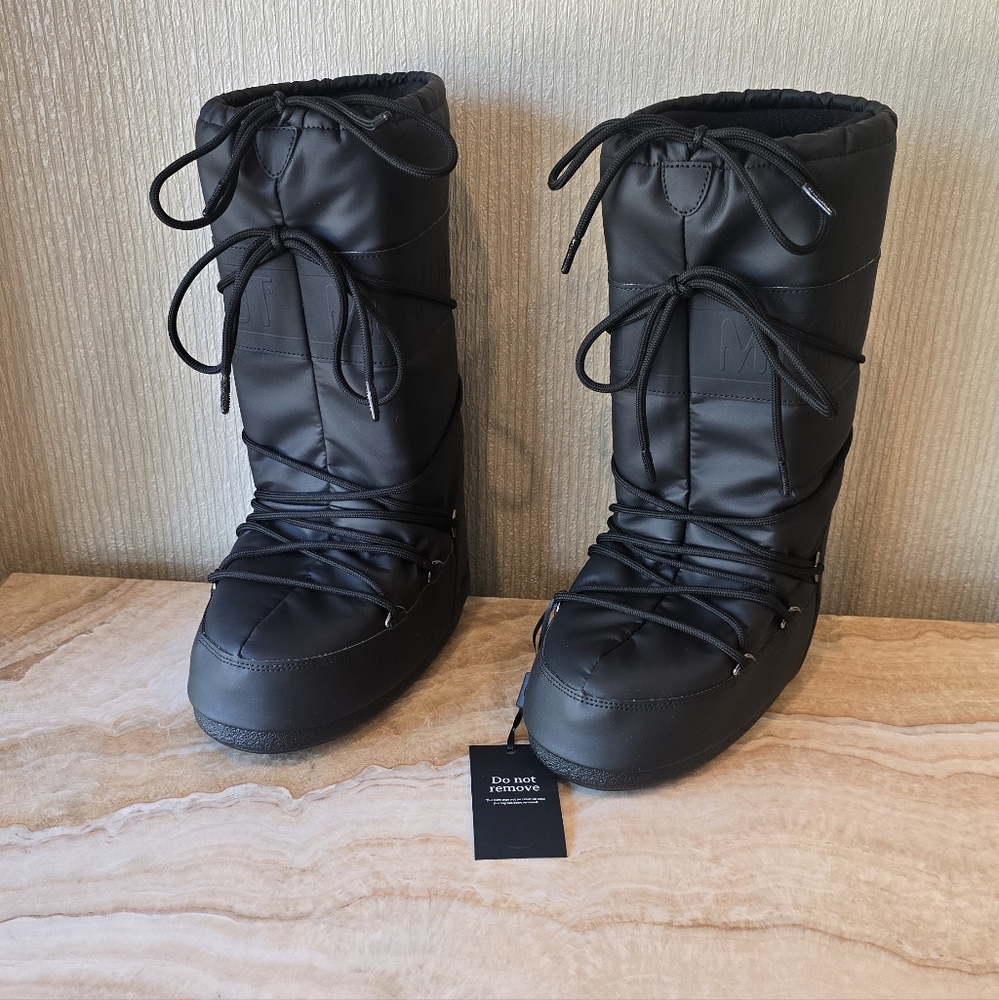 Moon Boot Icon Rubber Boots Moon Boots Black Snow Boot Moon Boot Tall Icon Boots - Picture 10 of 16